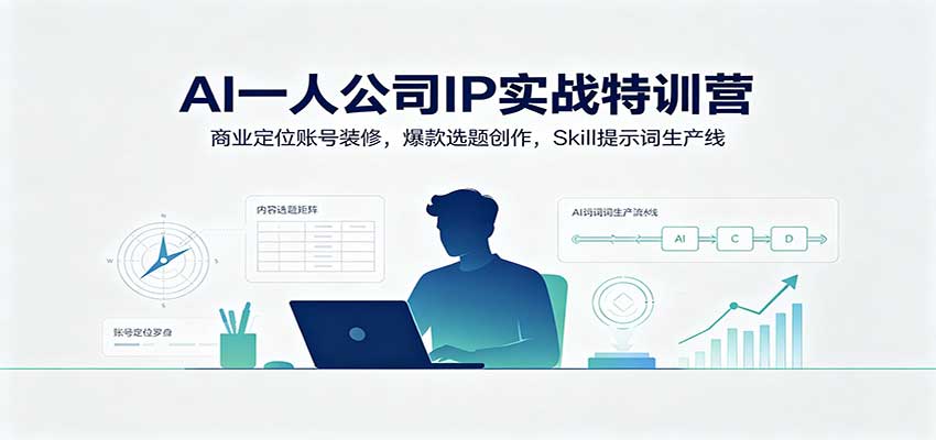 图片[1]-AI一人公司IP实战特训营：商业定位账号装修，爆款选题创作，Skill提示词生产线-天边资源网