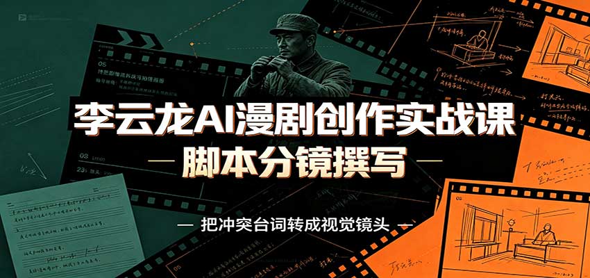 图片[1]-李云龙AI漫剧创作实战课：角色人设还原，脚本分镜撰写，AI漫剧成片完整制作教学-天边资源网