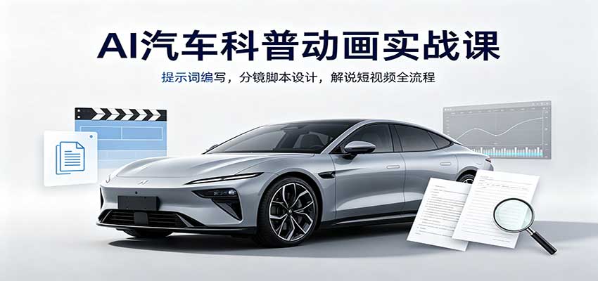 图片[1]-AI汽车科普动画实战课：提示词编写，分镜脚本设计，解说短视频全流程-天边资源网