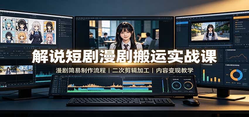 图片[1]-解说短剧漫剧搬运实战课：漫剧简易制作流程，二次剪辑加工，内容变现教学-天边资源网