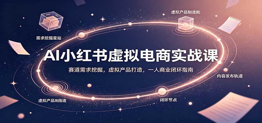 图片[1]-AI小红书虚拟电商实战课：赛道需求挖掘，虚拟产品打造，一人商业闭环指南-天边资源网