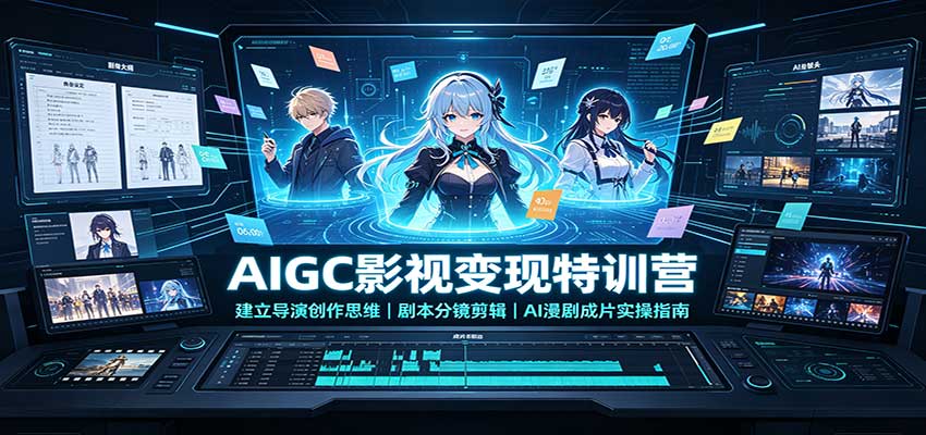 图片[1]-AIGC影视变现特训营：建立导演创作思维，剧本分镜剪辑，AI漫剧成片实操指南-天边资源网